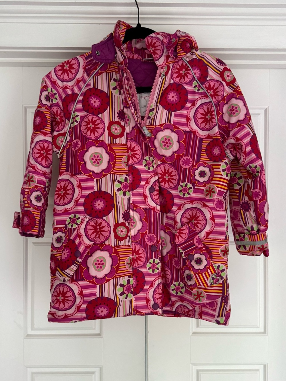 Hanna Andersson Girl’s Pink Floral Ski Puff Hooded Jacket - size 8 (130)